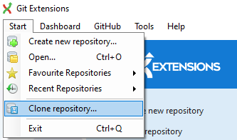 Clone a repository in git extensions (1).
