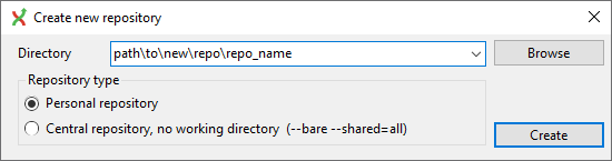 Create a new repository through git extensions (2).